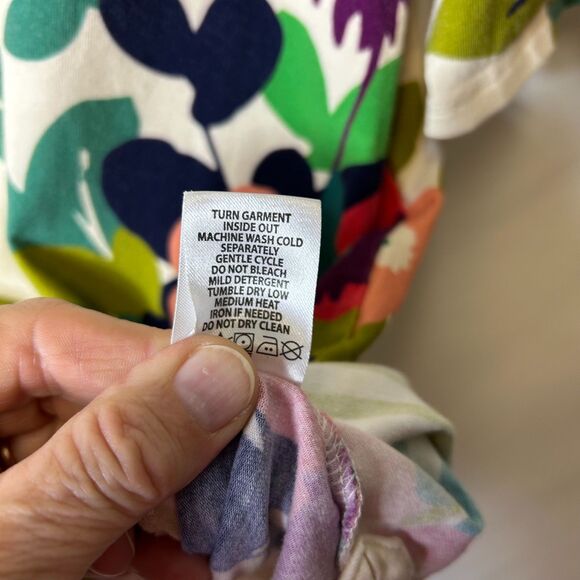 Spartina 449 Shelter Cove Arden Cream Multi Floral Olive Stripe SS T-Shirt Sz L - Picture 9 of 11